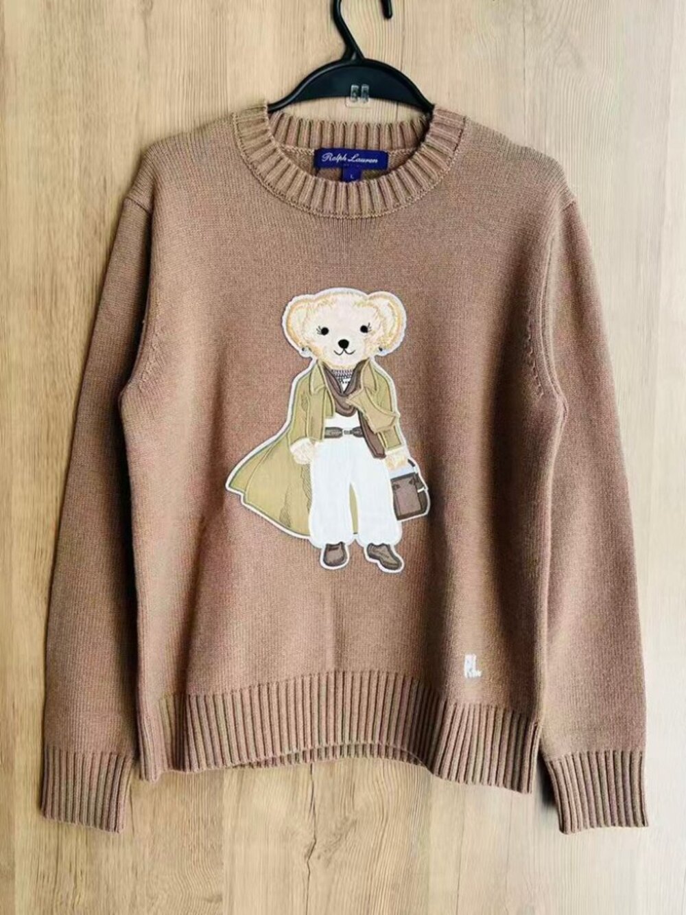 Ralph Lauren Lady Bear Camel Knit Sweater